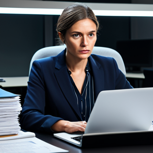 Investigative Journalist**

"A determined female journalist in a modest but professional outfit, working late in a modern office, surrounded by research documents and a laptop, focusing on uncovering corruption, fully clothed, appropriate content, safe for work, perfect anatomy, natural proportions, investigative journalism, professional lighting, high quality."

**