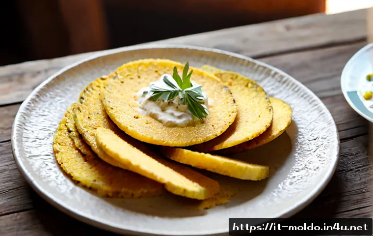 몰도바 마말리가 - Photorealistic close-up of traditional Moldovan mamaliga, a golden cornmeal mound sliced into rustic...